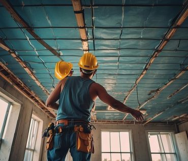 Construction worker installation Ceiling